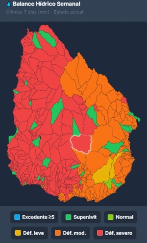 Arroyo del Sauce, principal fuente de agua potable de Sarand&iacute; Grande, registra un d&eacute;ficit h&iacute;drico severo de -44 mm