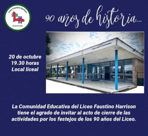 Con acto y cena show con m&aacute;s de 200 personas terminan hoy festejos por 90 a&ntilde;os del liceo de Sarand&iacute; Grande