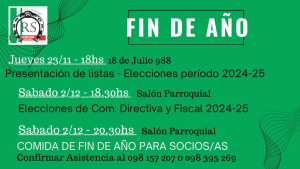 Ra&iacute;ces Sarandienses anunci&oacute; fechas de elecciones y comida de fin de a&ntilde;o