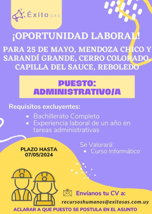 Llaman a interesados de Sarand&iacute; Grande y otros sitios para ocupar puesto administrativo