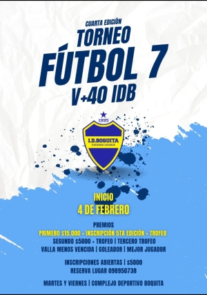 Comenzar&aacute; el martes 4&deg; Torneo de F&uacute;tbol 7 V+40 organizado por ID Boquita en Sarand&iacute; Grande