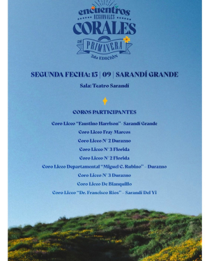 Nueve coros cantar&aacute;n en 2da edici&oacute;n de Encuentros Regionales Corales de Primavera en Sarand&iacute; Grande
