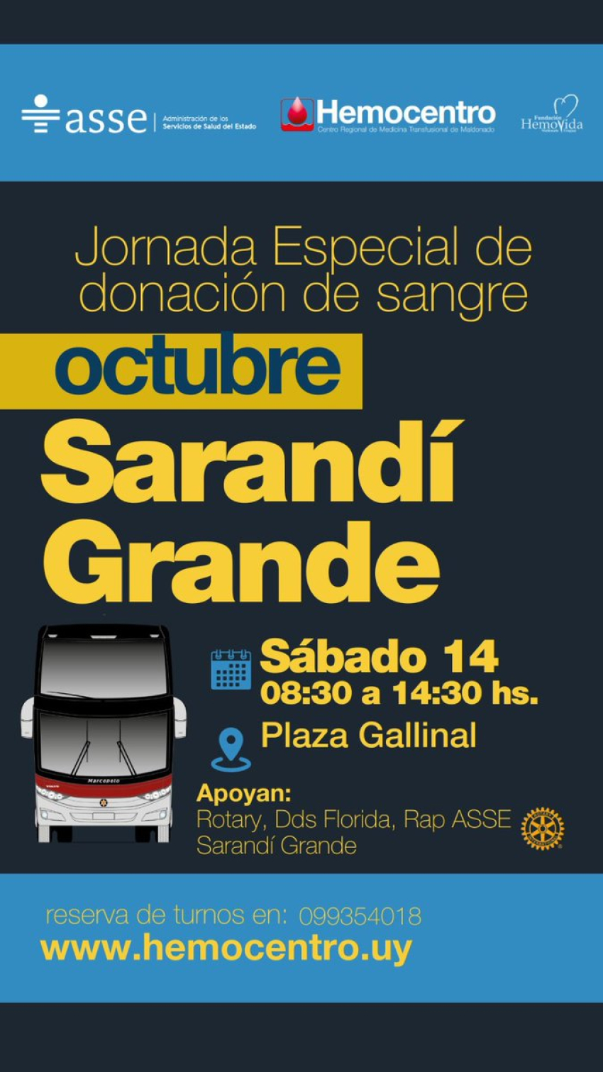 Jornada especial de donaci&oacute;n de sangre se cumplir&aacute; en Sarand&iacute; Grande