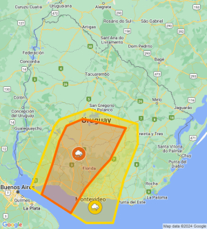 Sarand&iacute; Grande se encuentra en zona bajo alerta naranja por tormentas fuertes y lluvias intensas