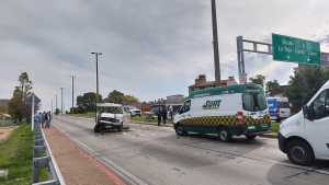 Acceso a Montevideo desde Ruta 5 entorpecido por choque m&uacute;ltiple