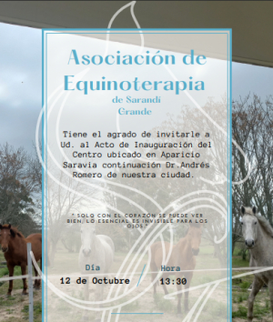 El 12 de octubre ser&aacute; inaugurado el Centro de Equinoterapia de Sarand&iacute; Grande