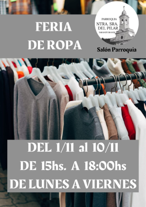 Hasta el 10 de noviembre habr&aacute; feria de ropa en sal&oacute;n parroquial de Sarand&iacute; Grande