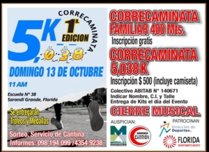 Comenz&oacute; inscripci&oacute;n en Abitab para 5K y Correcaminata de Escuela N&deg; 38 de Sarand&iacute; Grande