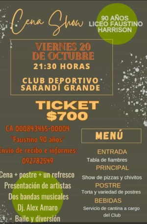 Liceo Faustino Harrison celebrar&aacute; sus 90 a&ntilde;os con una fiesta en Club Deportivo de Sarand&iacute; Grande