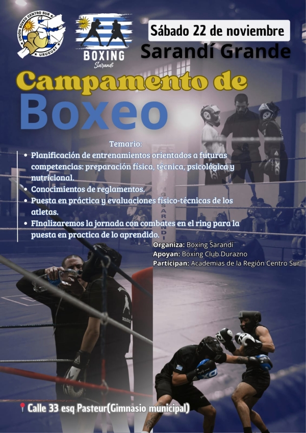 Campamento de boxeo se realizará el próximo sábado en el gimnasio de Sarandí Grande