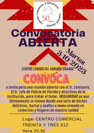 Centro Comercial convoca a reuni&oacute;n abierta con Jefe de Polic&iacute;a y comisario en Sarand&iacute; Grande