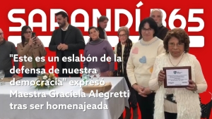 &ldquo;A 40 a&ntilde;os del retorno a la democracia, &eacute;ste es un eslab&oacute;n m&aacute;s de esa cadena que debe ser interminable&rdquo;, expres&oacute; Graciela Alegretti al ser homenajeada