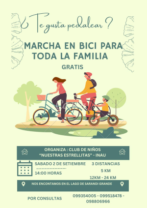 Marcha en Bici para Toda la Familia organiza el Club de Ni&ntilde;os "Nuestras Estrellitas" de Sarand&iacute; Grande