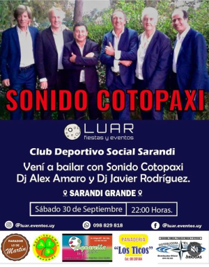 Fiesta con Sonido Cotopaxi habr&aacute; en el Club Deportivo Social Sarand&iacute; de Sarand&iacute; Grande