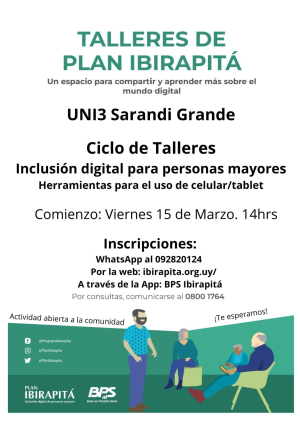 Comenzar&aacute; el 15 de marzo ciclo de talleres de Plan Ibirapit&aacute; en Uni 3 Sarand&iacute; Grande