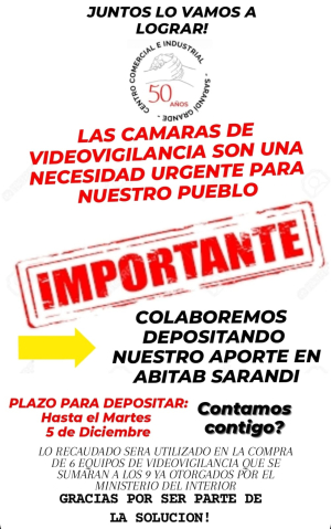 Comenz&oacute; recolecci&oacute;n de fondos para c&aacute;maras de videovigilancia en Sarand&iacute; Grande