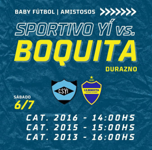 Boquita disputar&aacute; tres partidos amistosos en baby f&uacute;tbol con Sportivo Y&iacute; en Durazno