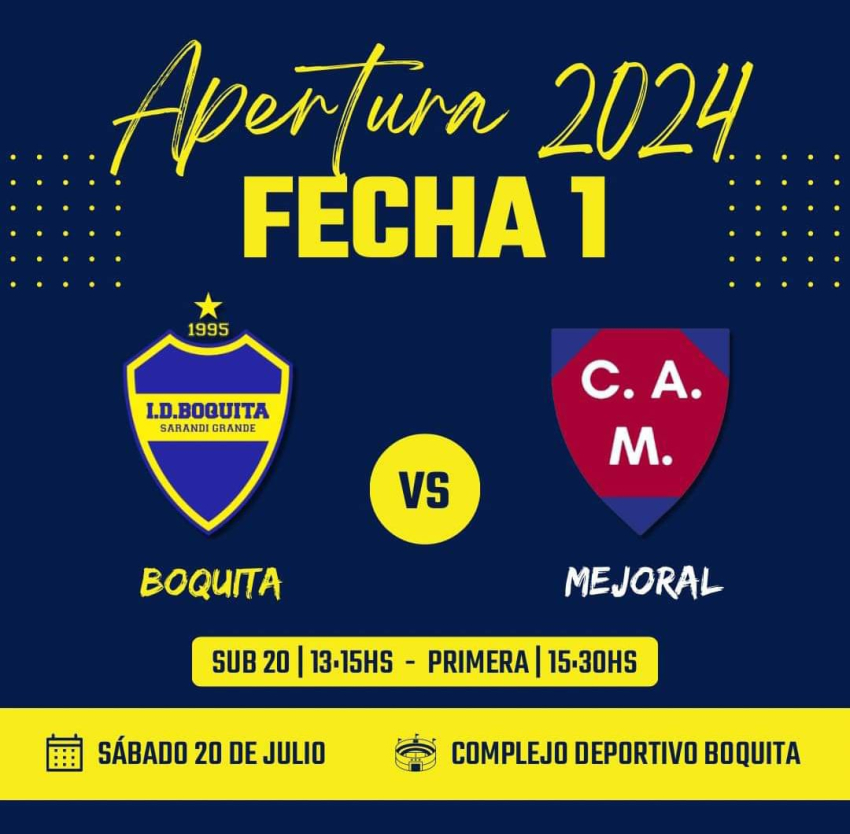 Boquita debutar&aacute; ma&ntilde;ana ante Mejoral por Campeonato Apertura en Sarand&iacute; Grande