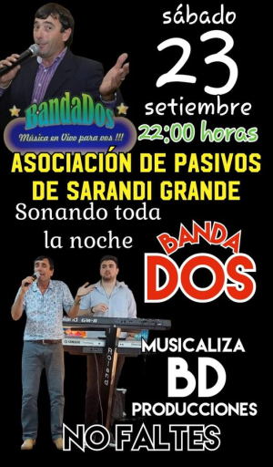 Asociaci&oacute;n de Pasivos de Sarand&iacute; Grande celebrar&aacute; la primavera con un baile con Banda Dos