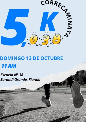 Carrera 5 k y correcaminata celebrar&aacute; el 13 de octubre Escuela 38 en Sarand&iacute; Grande