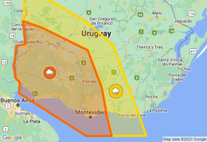 Sarand&iacute; Grande est&aacute; bajo alerta naranja por tormenta y lluvias