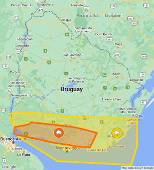 Sarand&iacute; Grande est&aacute; bajo Alerta Amarilla por lluvias intensas