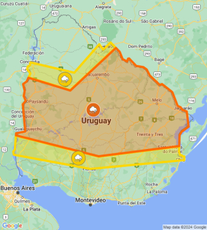 Sarand&iacute; Grande ingres&oacute; en zona de alerta amarilla, y Go&ntilde;i y Puntas de Maciel en alerta naranja