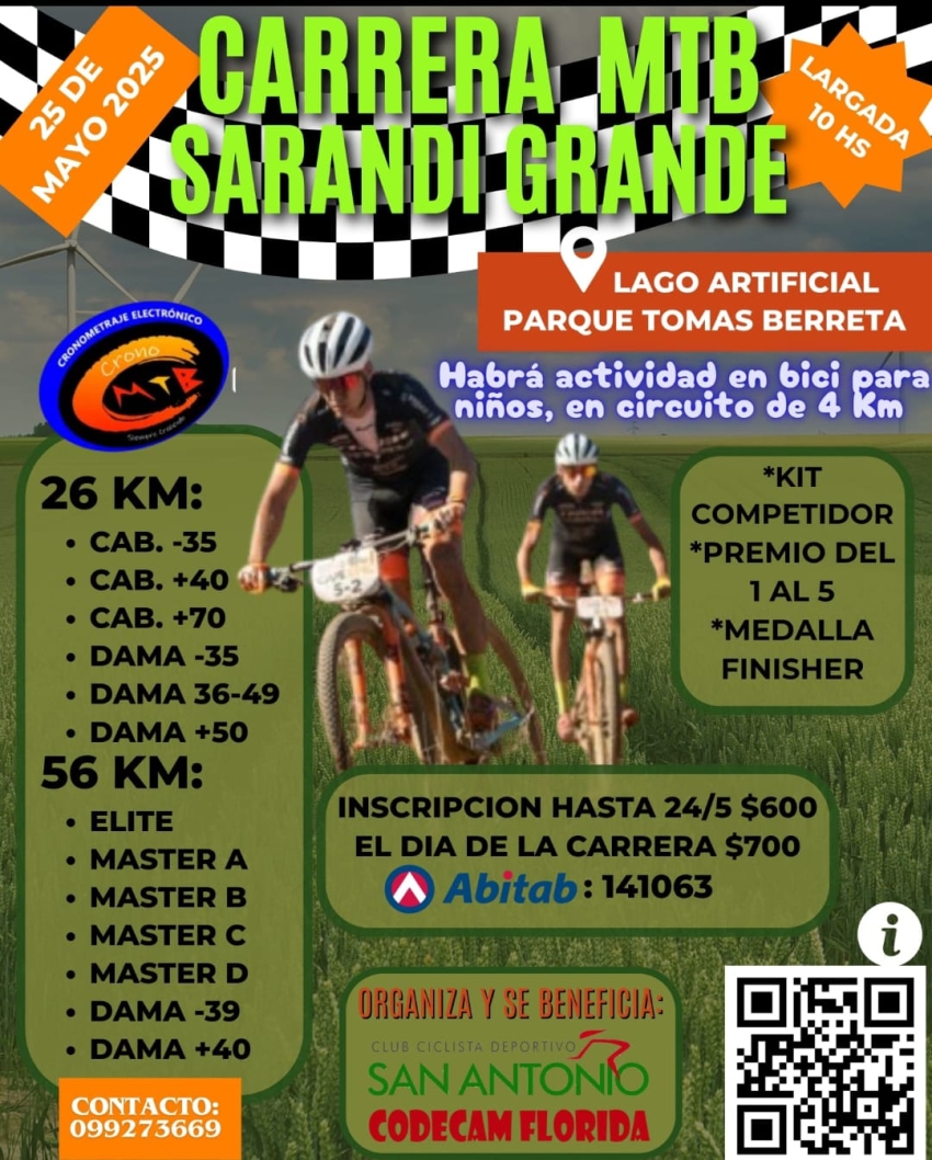 Carrera de MTB se llevar&aacute; a cabo el 25 de mayo en Lago Artificial del Parque Tom&aacute;s Berreta