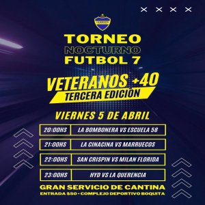 Cuatro partidos habr&aacute; ma&ntilde;ana en Torneo de F&uacute;tbol 7 Veteranos +40 en Sarand&iacute; Grande