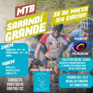 Comenz&oacute; inscripci&oacute;n para 3&ordf; Competencia de Mountain Bike de Centro de Equinoterapia de Sarand&iacute; Grande