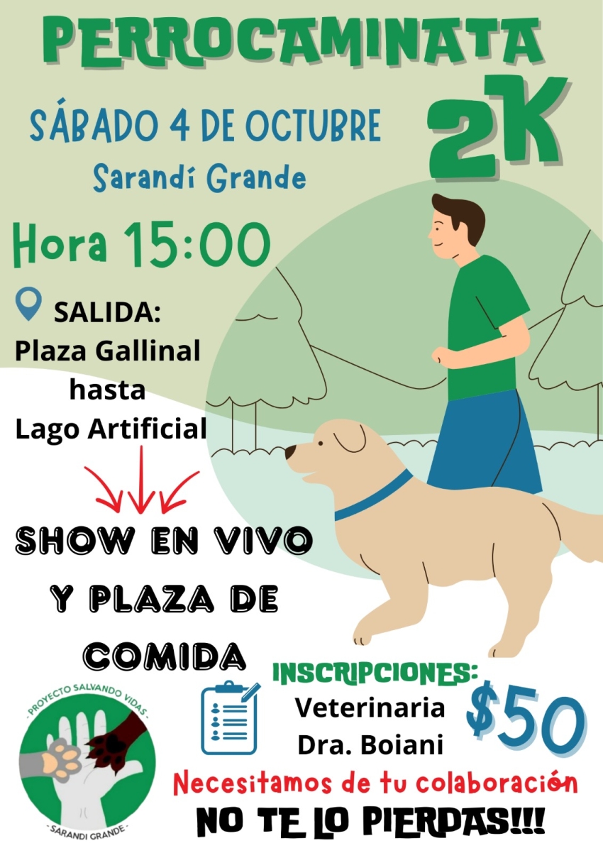 "Perrocaminata" solidaria a beneficio del Proyecto "Salvando Vidas" habr&aacute; en Sarand&iacute; Grande