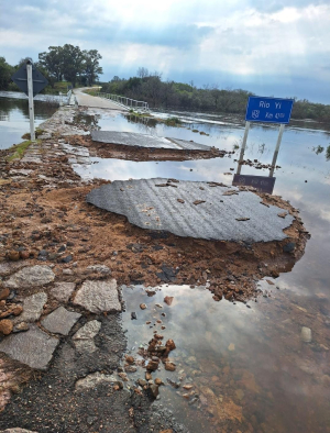 Sarand&iacute; Grande fue donde llovi&oacute; m&aacute;s y el paso en Ruta 42 est&aacute; cortado en Polanco del Y&iacute;