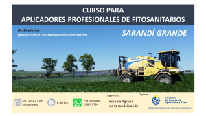 Curso gratuito y abierto de Aplicador Fotosanitario habr&aacute; en la Escuela Agraria de Sarand&iacute; Grande