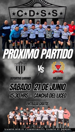 Deportivo Sarand&iacute; enfrentar&aacute; a Mejoral el s&aacute;bado por torneo de la Liga Master Senior en Sarand&iacute; Grande