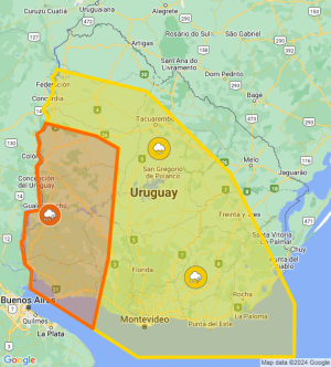 Sarand&iacute; Grande ingres&oacute; en zona bajo alerta amarilla por tormentas y lluvias intensas