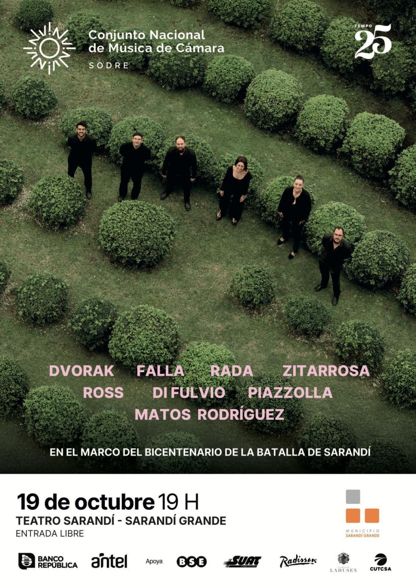 Conjunto Nacional de Música de Cámara del SODRE se presentará el domingo en Teatro de Sarandí Grande