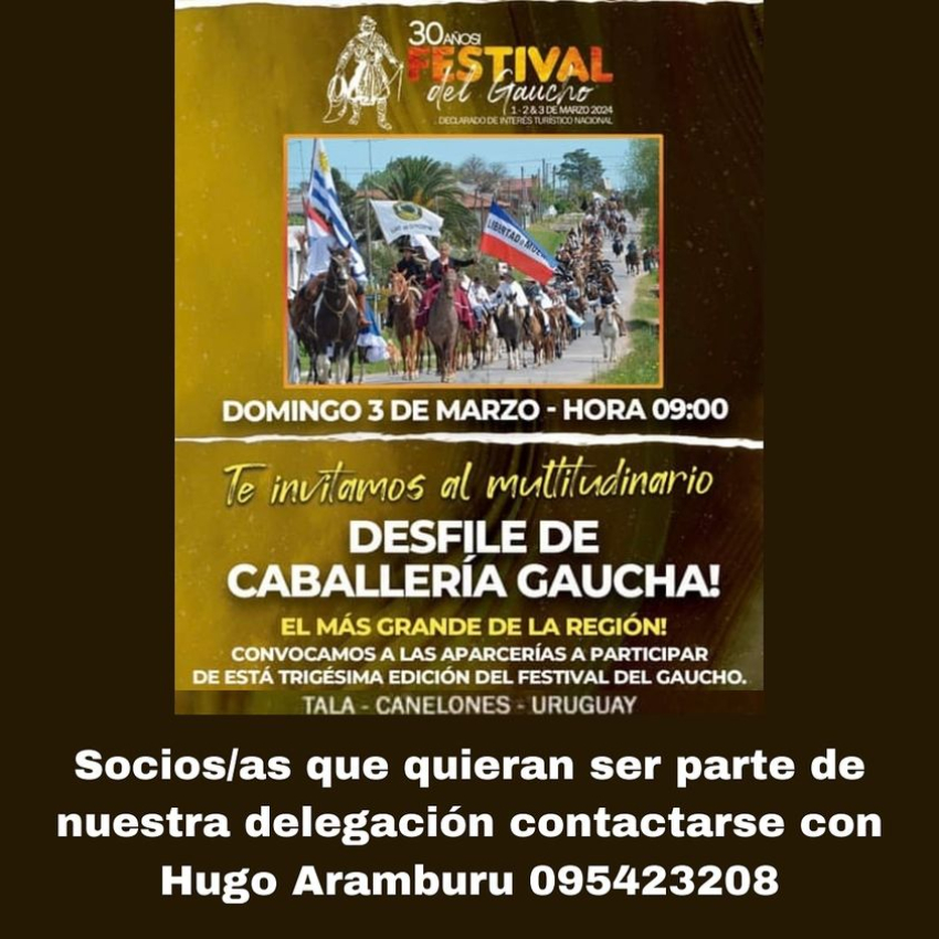 Asociaci&oacute;n Ra&iacute;ces Sarandienses se prepara para Desfile de Caballer&iacute;a Gaucha en Tala