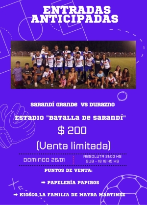 Comenz&oacute; venta de entradas para partidos de hoy entre Sarand&iacute; Grande y Durazno