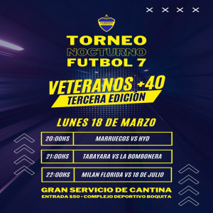 Tres partidos habr&aacute; hoy por Torneo Nocturno +40 en Sarand&iacute; Grande